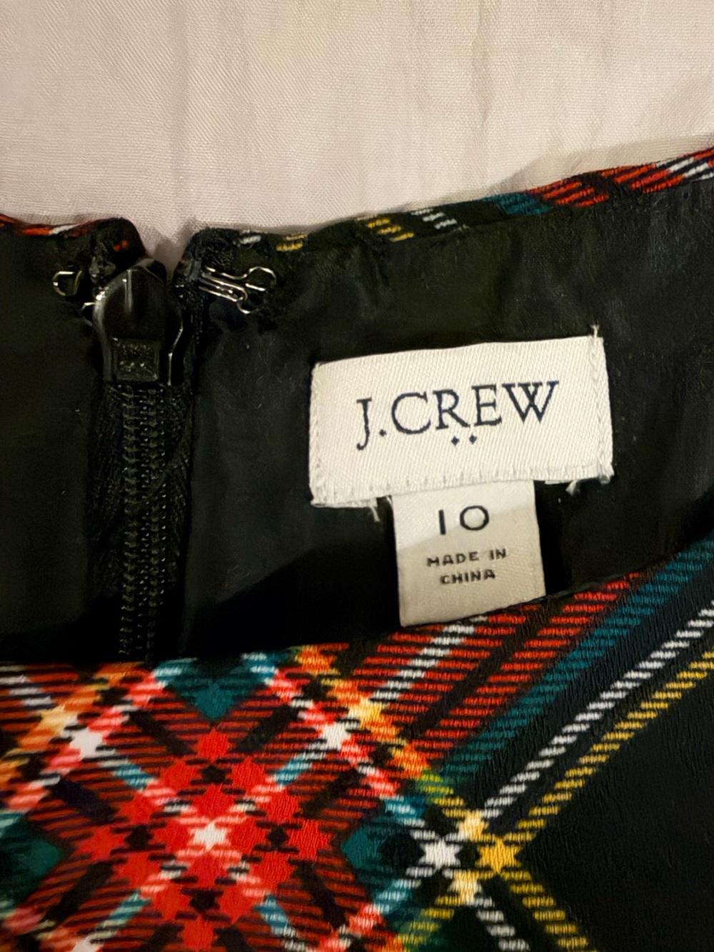 J. Crew - Tartan Plaid Jumper Dress with feather trim - Picture 2 of 3